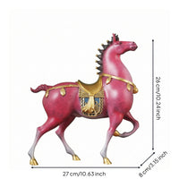 Rearing Horse Statue Tabletop Horse Figurine Gold-Tone Decor Piece for Entryway
