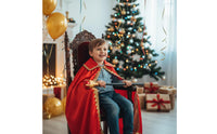 Costume Cloak with Standstanding King Cloak with Crown and Ornamental Rod Luxurious Apparel for Halloween