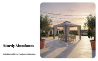 Aluminum Frame Gazebo Rainproof Backyard Gazebo Protection Patio Pavilion with Curtains for Homeowners, Families, Restaurant Patios, Poolside, Deck