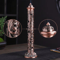 Vertical Scent Vessel Burner Carved Alloy Scent Vessel Burner Cylindrical Decor for Tea Room