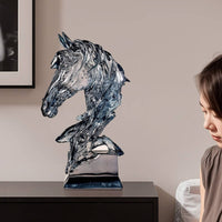 Horse-Head Sculpture Solid Base Horse Head Sculpture Transparent Home Decor