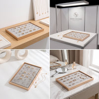 Jewelry Display Rack Rectangular Jewelry Holder with Padded Panel Band Display Tray for Vanity