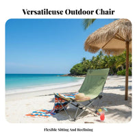 Lightweight Adjustable Outdoor Recliner No Assembly Required Camping Chair Heavy Duty Frame Folding Lounger High Load Capacity for Beachgoers, Sunbathers, Fishing, Beach, Poolside, Backyard