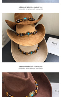 美式复古西部牛仔帽子女夏季新疆西藏川西旅游穿搭大檐遮阳防晒帽