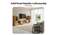 Sturdy Construction Extendable TV Cabinet Versatile Chinese Aesthetic Media Cabinet Rounded Corners Solid Wood Entertainment Unit Easy Assembly