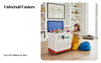 Large Capacity Wheeled animal Toy Chest adaptable Use kids' Storage Bin With casters Child-Safe Design for Children, Toddlers, Parents, Living Room, Playroom, Bedroom, Nursery