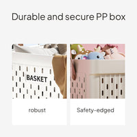 Foldable Storage Box with Casters, PP Toy Organizer