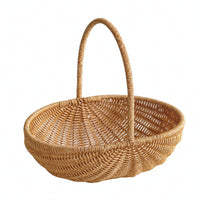 Imitation Rattan Pumpkin Basket Woven Basket with Handle Decorative Farmhouse for Gift Presentation