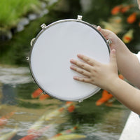 Wooden Tambourine White Drumhead Tambourine with Metal Discs Crisp Clear Percussive Sound Instrument