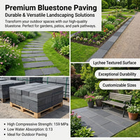 Stone Pavers, 60x30cm Gray Paving Slabs, Stepping Stones for Courtyard & Garden Landscaping, Outdoor Stone Pavers