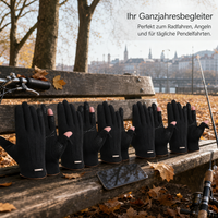 Winter Warm Cycling Fishing Gloves for Men and Women, Suede Lined, Thickened, Windproof, Non-slip, Touchscreen Compatible