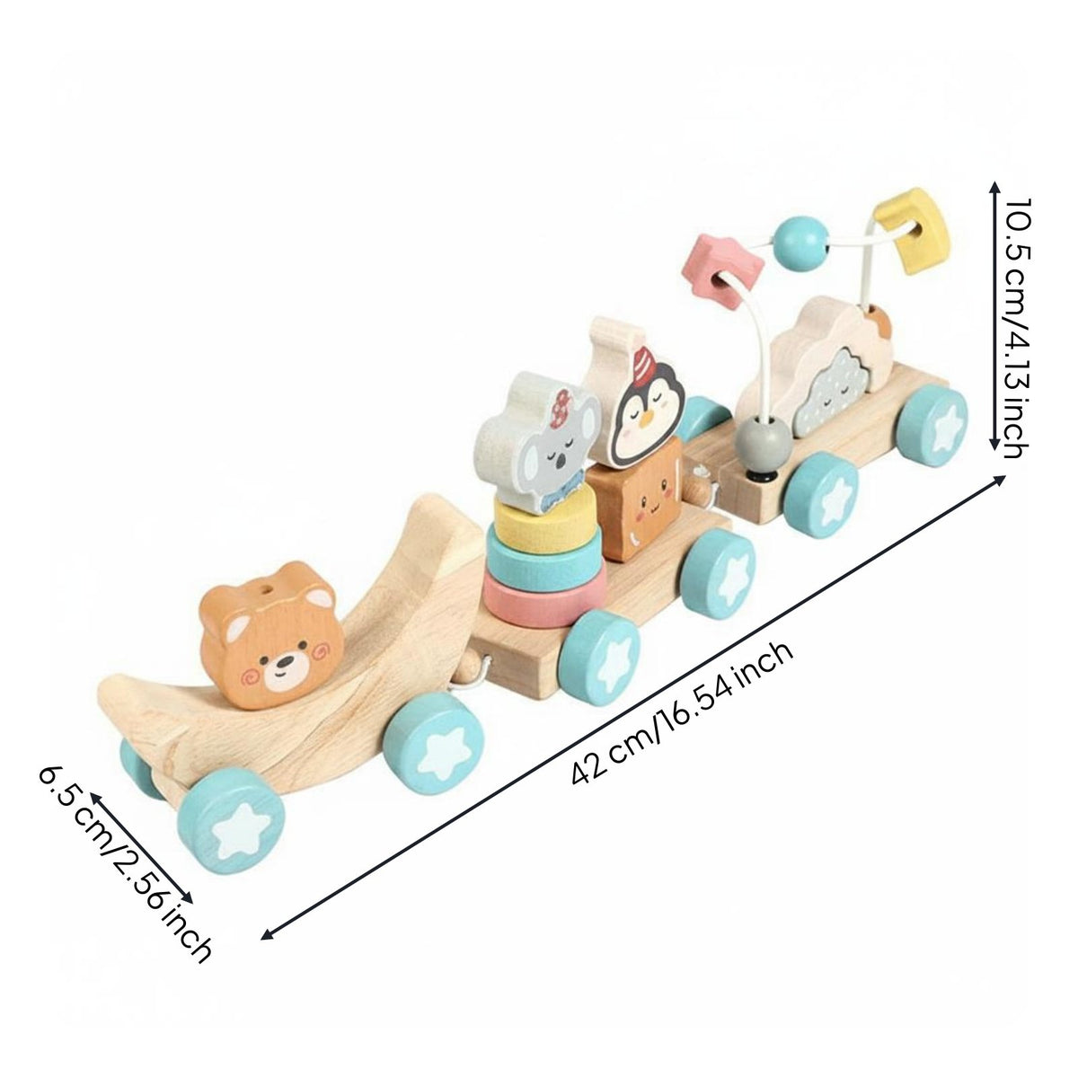 Wooden Animal Train Educational Animal Train Toy Early Learning Child-Centered Activity Center for Young Children, Home