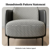 Houndstooth Pattern Upholstered Wingback Armchair Nordic Design Accent Chair Light Luxury Indoor Furniture Minimalist Design for Readers, Homeowners, Adults, Living Room, Reading Nook, Bedroom, Home Office
