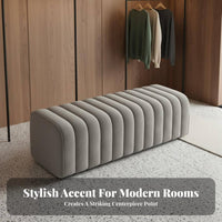End of Bed Bench Versatile Modern Entryway Bench Firm-Density Foam Fluted Velvet Ottoman for Homeowners, Renters, Bedroom, Clothing Store, Hallway
