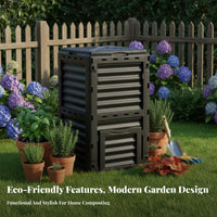 300L Garden Composter Weather Resistant Large Compost Bin Outdoor Compost Bin Ventilated Design Garden Composter for Homeowners