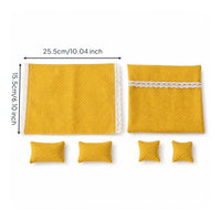 6 Pieces Dollhouse Bedding Set Textile Miniature Bedding Set Handcrafted Dollhouse Bedroom Collection with Throw Pillows for Hobbyists