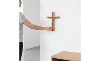 Grooved Wooden Wall Hanging Handmade Wooden Hanging Ornament Easy to Hang Hand Carved Cross
