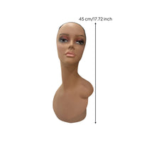 Mannequin Head Skin-Toned Display Head Elongated Mannequin Bust for Merchandisers