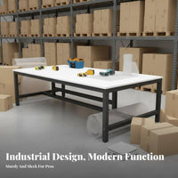 High Load Capacity Double Layer Workbench Stable Frame Heavy Duty Packing Table Industrial Work Table with Shelf for Factory Workers, Woodworkers, Professionals, Warehouse, Repair Shop, Basement