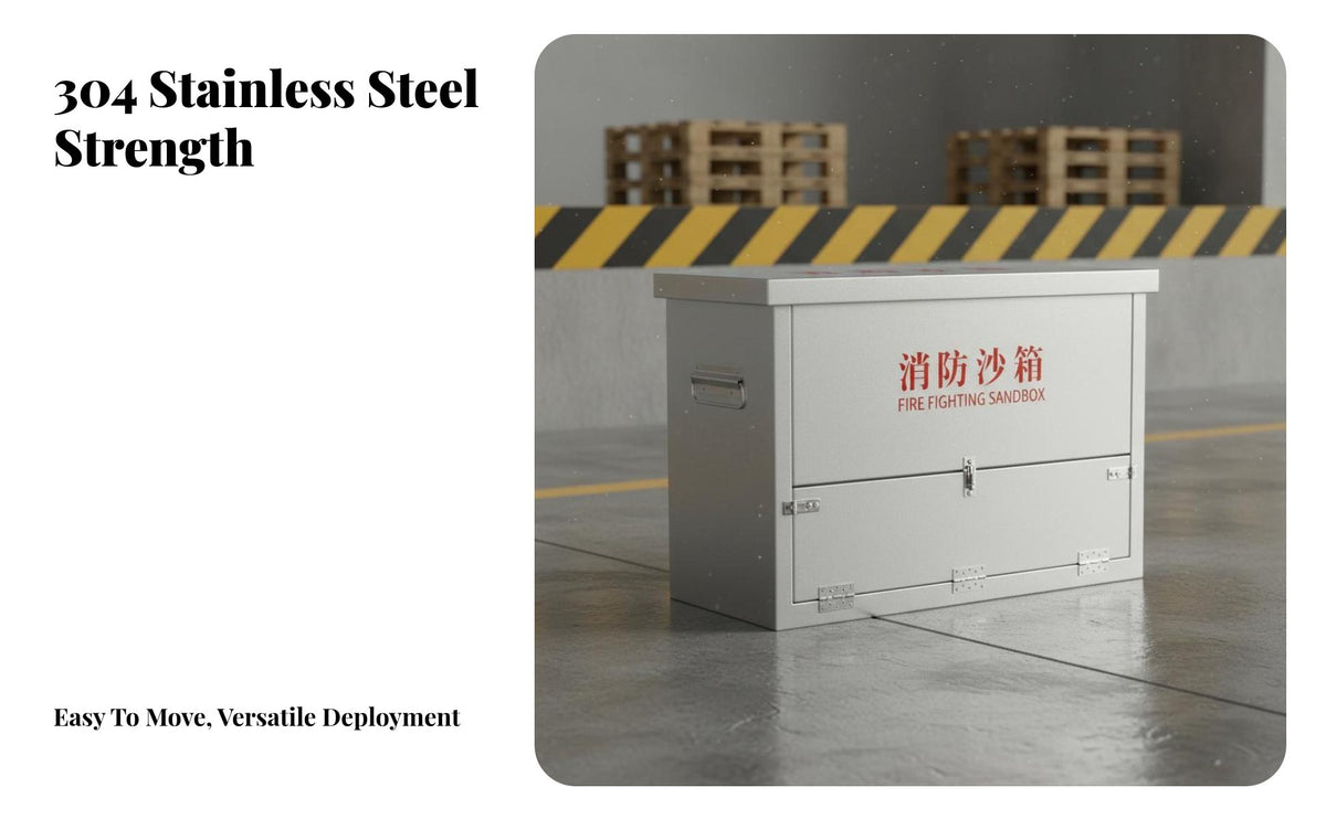 Fire Fighting Sandbox High Hardness Stainless Steel Fire Sand Bin Easy to Clean Emergency Sand Storage Box for Plants, Oil Depots, Warehouses