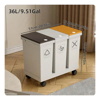 Freestanding Sorting Trash Can with Lid Rectangular Wheeled Garbage Can Compact Garbage Bin with Wheels Sturdy for Kitchen