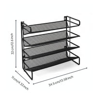 4-Tier Spice Rack Freestanding Wall Mount Spice Organizer Rust-Resistant Countertop Seasoning Rack for Kitchen