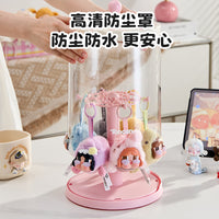 Rotating Display Case for Collectible Figures, Transparent Dustproof Stand