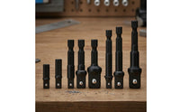 8 Pieces CR-V Steel Hex Shank Square Drive Adapter Forged Metal Hex to Square Adapter Anti-Detachment Stepped Shaft