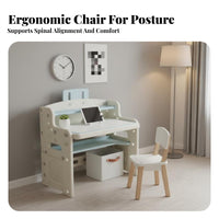 Multi-Functional Adjustable kids' Desk and Chair Set Ergonomic Design Height-Adjustable Study Set sturdy Construction children's Furniture Easy-to-Clean Surface for Toddlers, Preschoolers, Students, Playroom, Bedroom, Home
