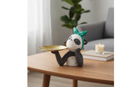 Pandas Statue with Tray Cute Pandas Tray Ornament Functional Catchall Dish for Vanity, Desk