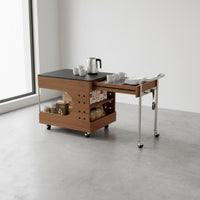 Movable Extendable Coffee Table Vintage Design Mobile Tea Trolley Multi-Functional Expandable Bar Trolley Space Saving for Living Room, Small Areas