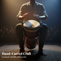 Handmade Rope-Tuned Djembe Goatskin Drumhead Carved Djembe Natural Skin Head Percussion Instrument Rich Bass Tones for Musicians, Music Enthusiasts, Live Performances, Jam Sessions, Cultural Events, Home Decor