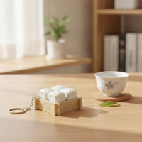Tofu Keychain Decorative Miniature Crate Keychain Ornament Lightweight Pocket-Friendly for Fidgeters, Everyday Carry