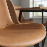 Italian Design Metal Leg Side Chair Minimalist Design Faux Leather Kitchen Chair Light Luxury Home Furniture Ergonomic Backrest for Restaurant