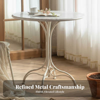 Multi-Purpose White Pedestal End Table Sturdy Construction Round Pedestal Table Stable Base Household Furniture Classic Charm for Cafe Owners, Interior Decorators, Apartment Dwellers, Balcony, Living Room, Entryway, Bedroom