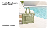 Top Zipper Closure Rectangular Mesh Tote Bag Stands Upright Mesh Beach Tote Large Capacity