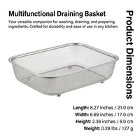 Rectangular Stainless Steel Fine Mesh Colander Strainer, 304 Food Grade Draining Basket for Kitchen, Sieve for Vegetables Home Cook