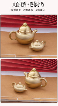 Creative Solid Brass Teapot Ornament for Office and Home Decor