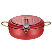 Temperature Gauge Stainless Steel Deep Fryer Pot Grill Rack Fryer Pot with Lid Polished Metal Frying Vessel Wide Body