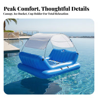 36 Pocket Inflatable Mattress Built-in Pillows Double Water Lounger with Pillow Portable 2 Person Inflatable Lounger for Adults, Couples, Beach, Lake