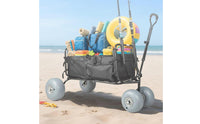 22 Mm Axle Head PU Beach Wheel Textured Beach Cart Wheel Light Gray Outdoor Transport Part Rounded