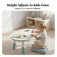 Height-Adjustable Peanut Table and Bunny Chair Set Multi-Functional Design Multifunctional Table and Chair Set Wipe-Clean Desktop children's Furniture Strong Load-Bearing for Toddlers, Preschoolers, Childs 2-8, Kindergarten, Preschool, Playroom