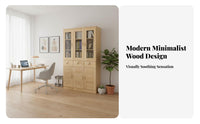 Modern Design Bookcase with Glass Doors Multi-Functional Glass Door Hutch Dust Protection Storage Furniture Sturdy Construction for Book Lovers, Collectors, Homeowners, Study Room, Home Office