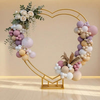 Heart Shaped Wedding Arch Double-Layer Heart Silhouette Metal Structure Arch Gilded Celebration Decor for Weddings, Events