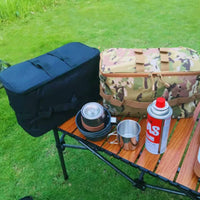 Multi-Compartment Camping Cooker Carrying Case Portable Camping Cookware Bag Large Capacity Picnic Gear Storage Tote Water-Resistant for Campers