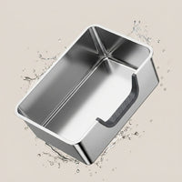 Stainless Toilet with Lid, Large Adult Feline Litter Box, Easy Cleaning Side Entry Pan for Kitten and