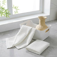 Highly Absorbent Dish Cloths and Microfiber Kitchen Towel, White Checkerboard Weave Cleaning Cloths, No Residue for Drying Dishes, 37cm X 43cm