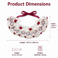 Red Floral Lace Pet Neck Accessory, Handmade Embroidery Pet Supplies, Princess Design Flower Decoration for Special Occasions