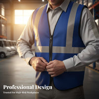 Reflective Vest Breathable Material Construction Worker Vest Lightweight for Road Workers, Security Personnel, Outdoor Work, Roadside, Warehouses