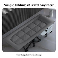 Foldable Design Padded Rest Lounger Built-in Pillow Folding Cot Integrated Mattress Reclining Chair Includes Carry Bag for Office Workers, Beachand Goers, Restping, Indoors, Travel, Camping